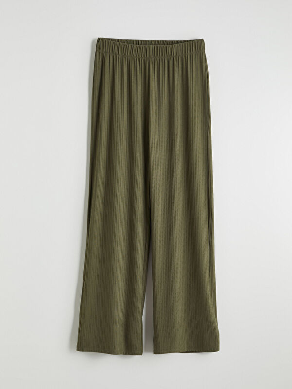 LCWAIKIKI Basic Textured Women's Trousers with Elastic Waistband