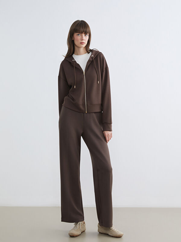 ラヴィページ LCW Vision Kahverengi Kapüşonlu Kadın Fermuarlı Sweatshirt