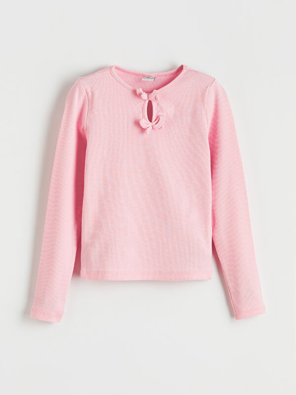 LCW Kids Bow Detailed Crew Neck Girls' T-Shirt