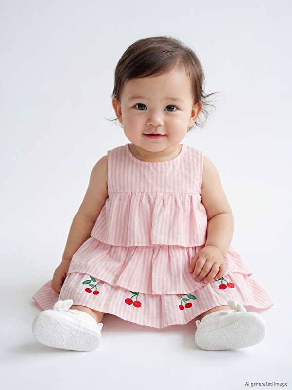 LCW baby Cherry Embroidered Baby Girls' Dress