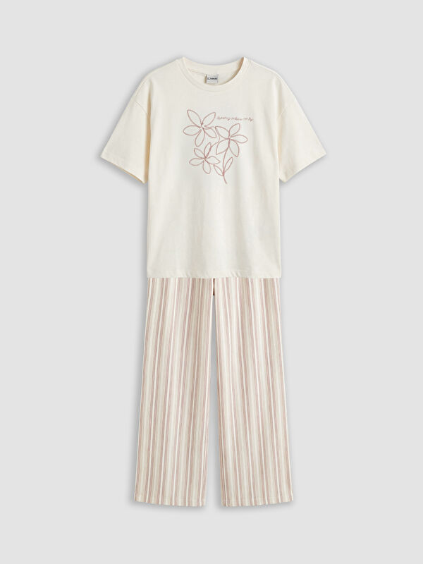 LCW Kids Floral Girls' T-Shirt and Pants