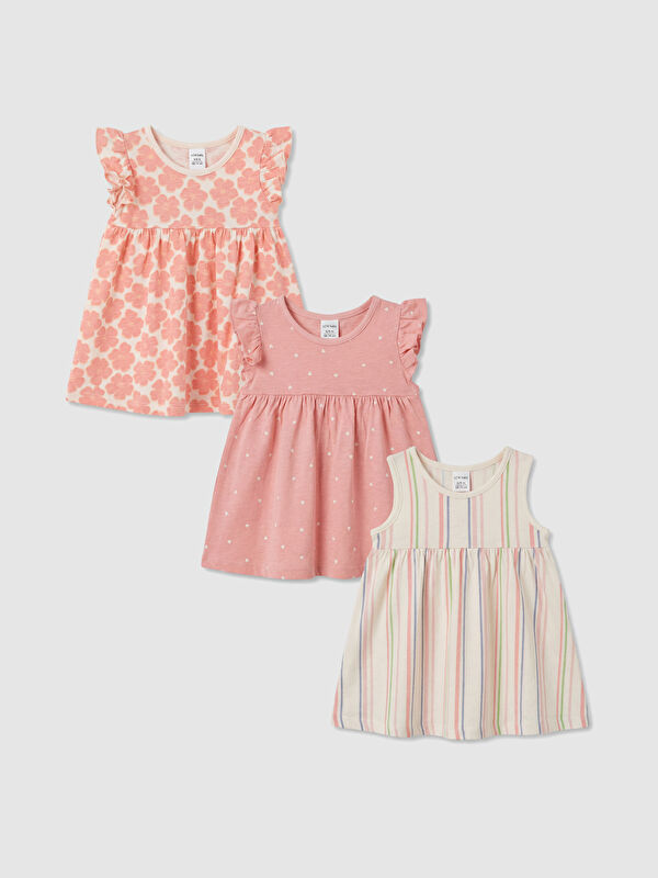 LCW baby Fırfırlı Kız Bebek Elbise 3'lü