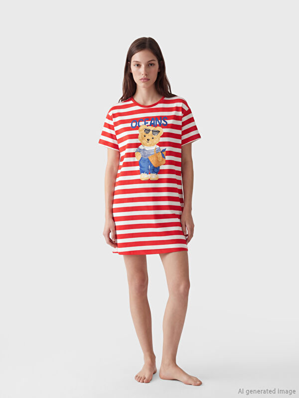 LCW DREAM Crew Neck Striped Women's Nightdress