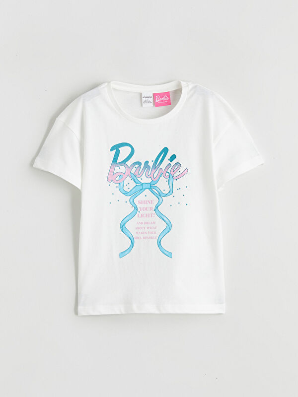LCW Kids Crew Neck Barbie Printed Girls' T-Shirt