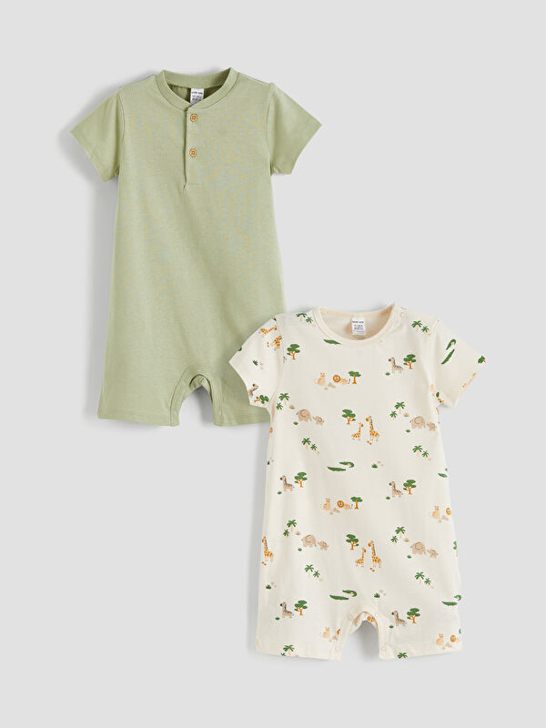 LCW baby Two-piece printed baby boy romper.