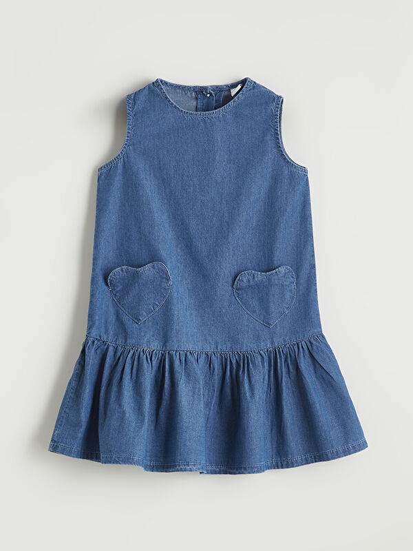 LCW Kids Girls' denim dress with ruffle detailing.