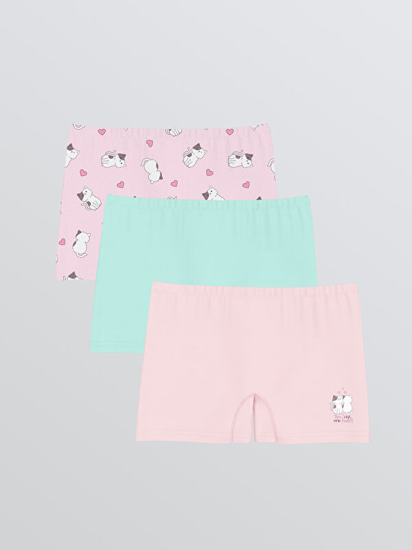 LCW Kids Baskılı Kız Çocuk Boxer 3'lü 