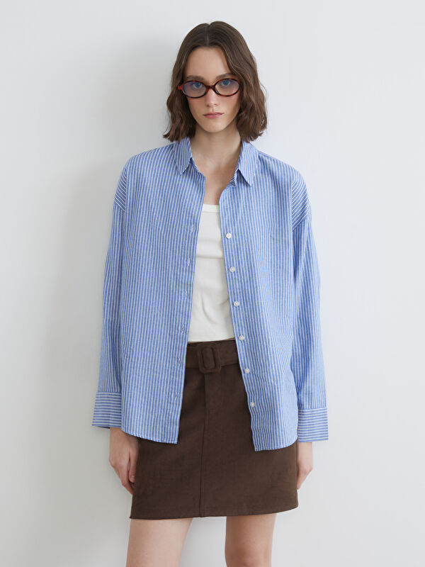 XSIDE Gestreiftes Oversize-Oxford-Damenhemd