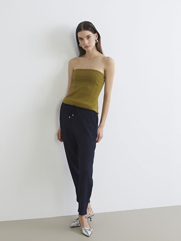 LCW Vision Pantalon Femme à Taille Élastiquée Coupe Carotte