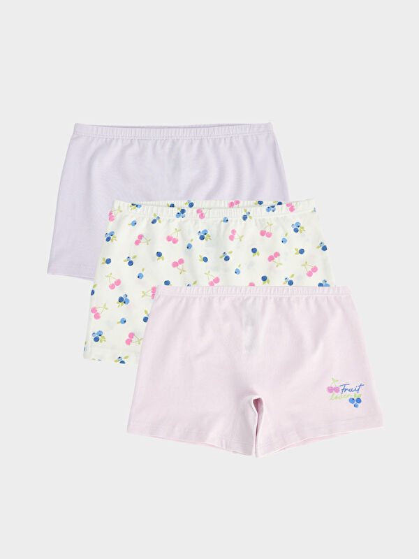 LCW Kids Baskılı Kız Çocuk 3'lü Boxer