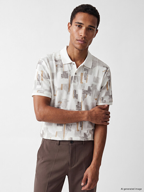 LCW Vision Polo Collar Printed Pique Men's T-Shirt