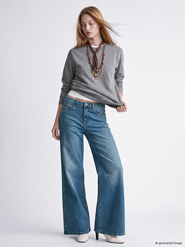 LCW Jeans جينز واسع الساق للسيدات