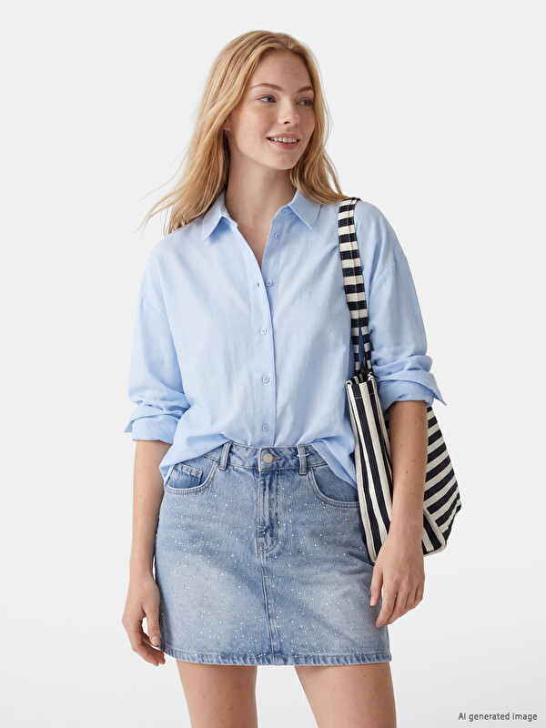 XSIDE Linen Blend Oversize Women's Shirt