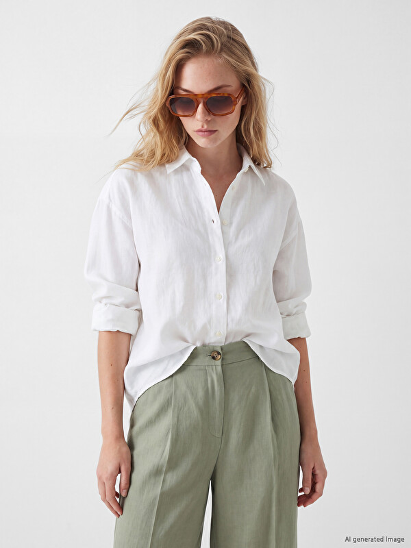 XSIDE Linen Blend Oversize Women's Shirt