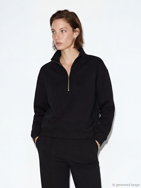 LCW Vision Dik Yaka Soft Touch Kadın Sweatshirt