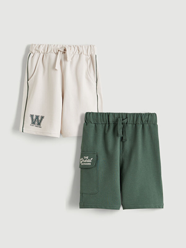 LCW Kids Lot de 2 Shorts Imprimés pour Garçons à Taille Élastiquée