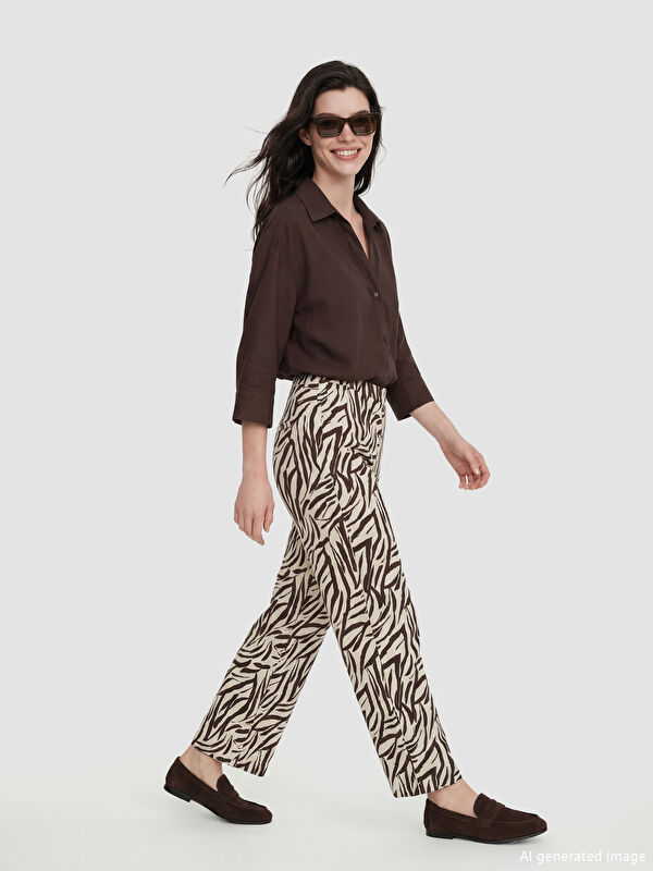 LCW Comfort Elastic Waist Patterned Women's Trousers