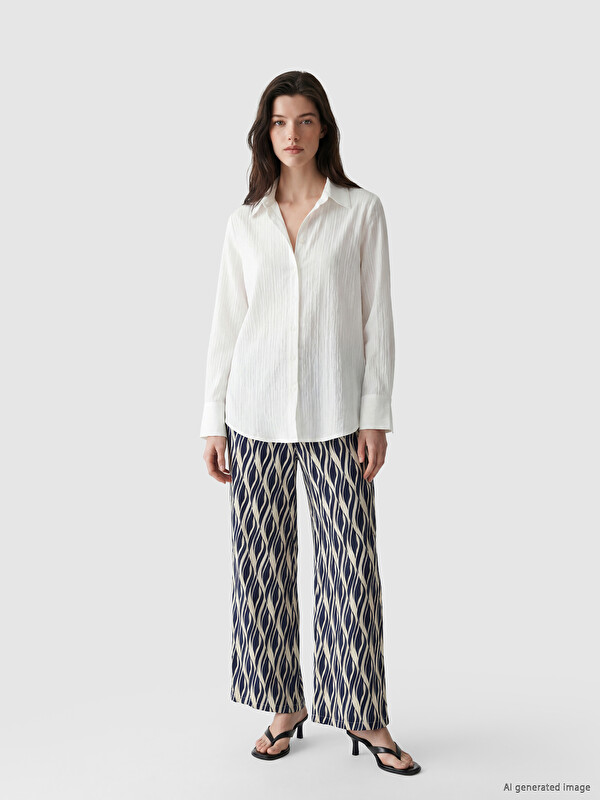 LCW Comfort Pantalon Femme à Motifs à Taille Élastiquée