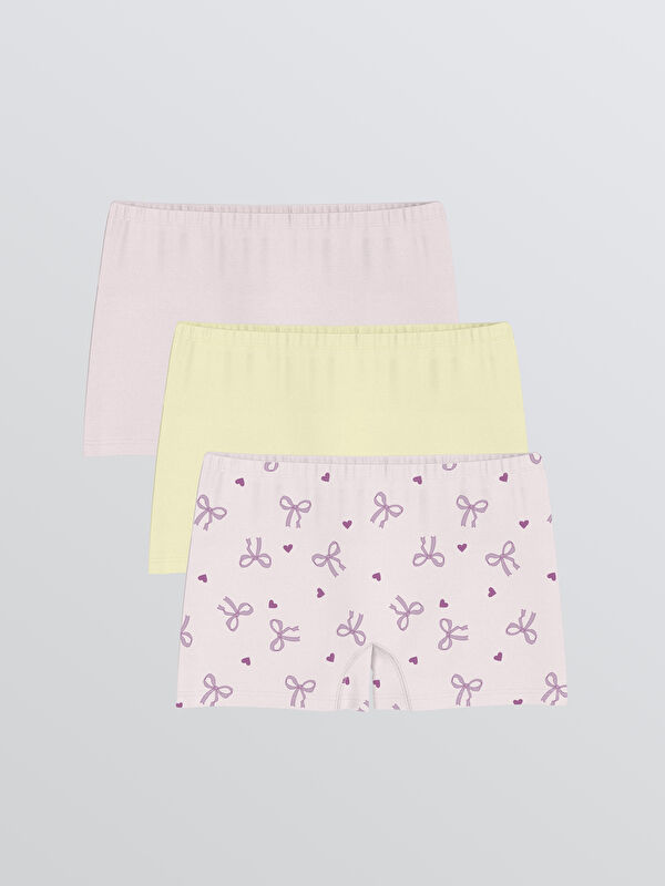 LCW Kids Desenli Kız Çocuk Boxer 3'lü