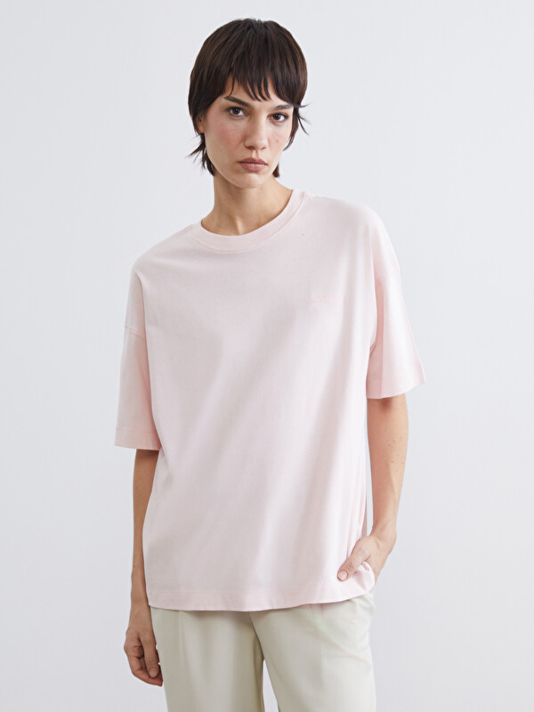 LCW Vision Embroidered Crew Neck Women's Loose Fit T-Shirt