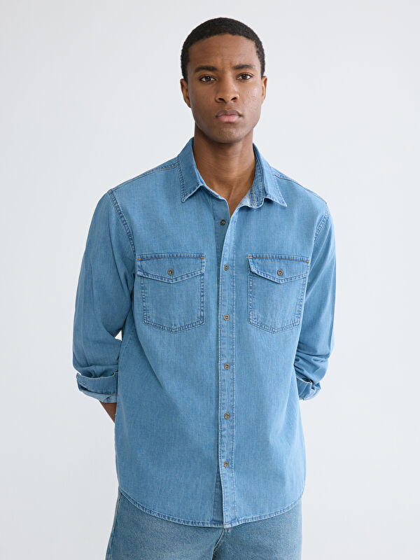 LCW Jeans Regular Fit Erkek Jean Gömlek