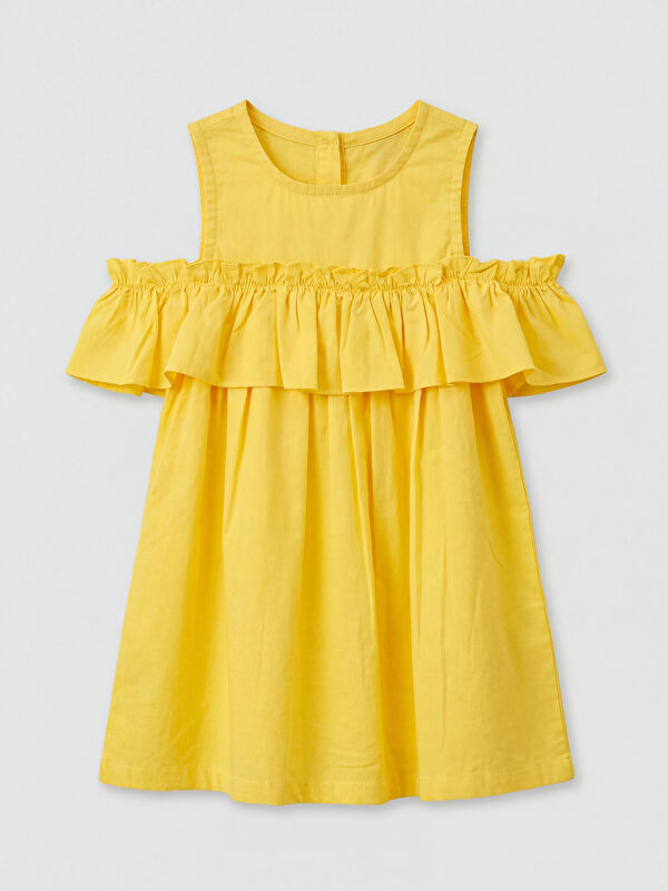 LCW Kids Crew Neck Ruffled Girls' Poplin Dress