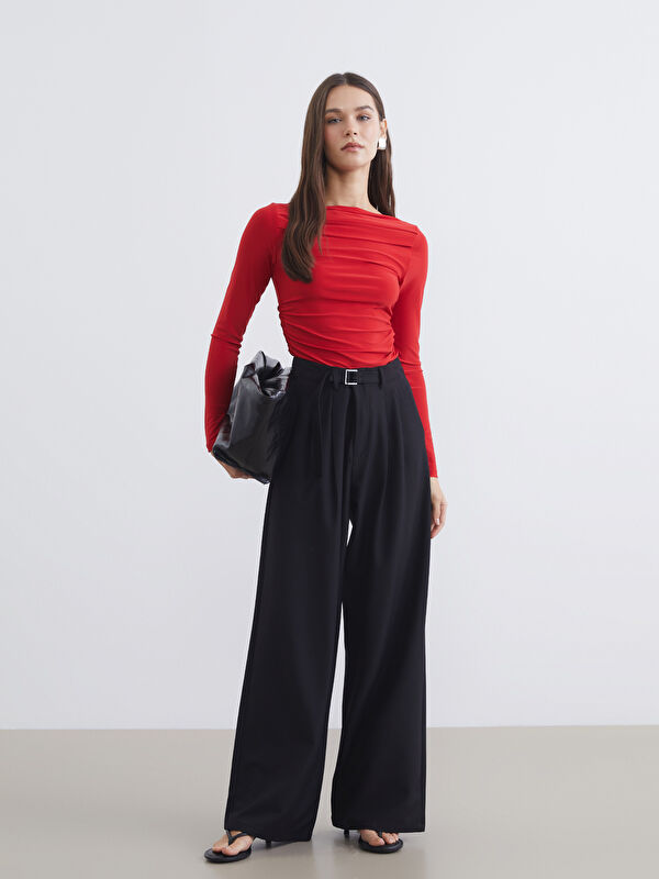 LCW Vision Pantalon large pour femmes avec taille ceinturée.