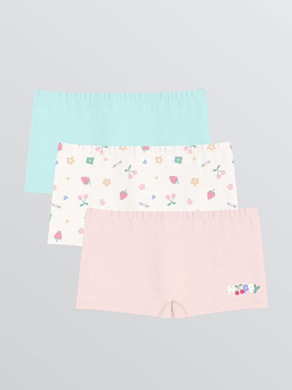 LCW Kids Baskılı Kız Çocuk Boxer 3'lü