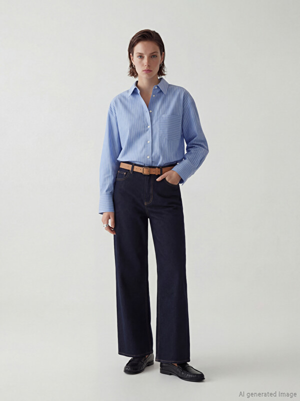 LCW Jeans Blugi Wideleg cu Curea pentru Femei