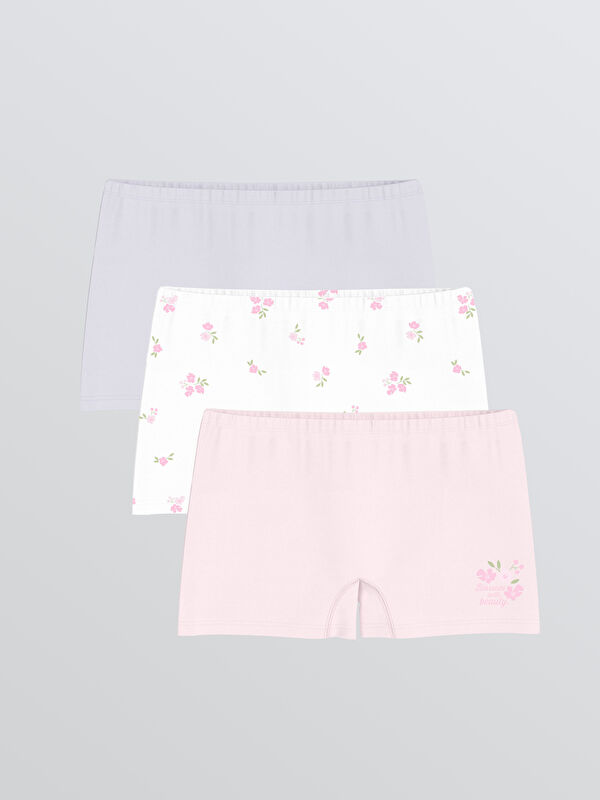 LCW Kids Çiçek Desenli Kız Çocuk Boxer 3'lü