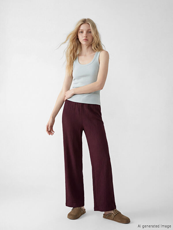 XSIDE Pantalon texturé à taille élastiquée pour femme
