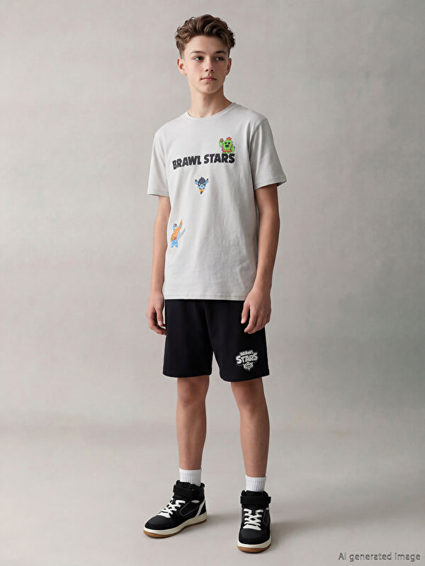 LCW Kids Brawl Stars Baskılı Erkek Çocuk Şortlu Pijama Takımı
