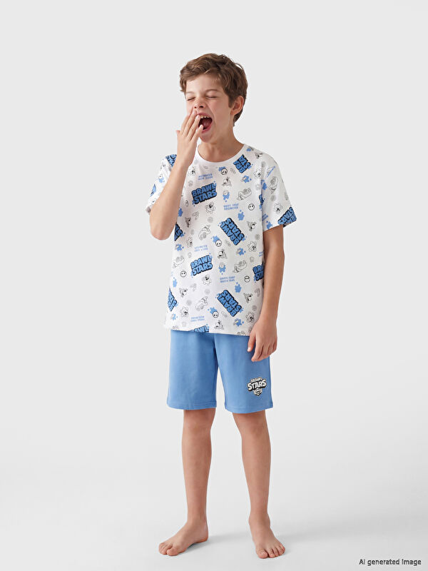 LCW Kids Brawl Stars Baskılı Erkek Çocuk Şortlu Pijama Takımı