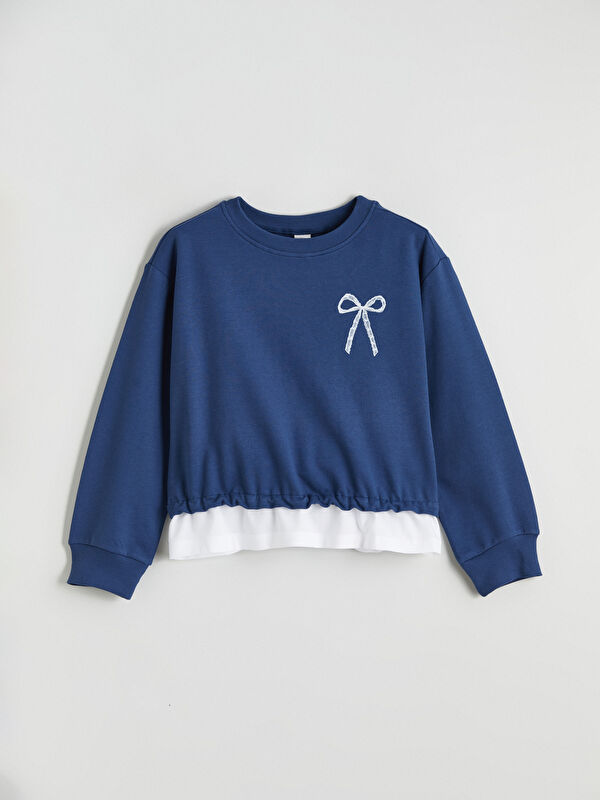 LCW Kids Bow Printed Girls' Thick Sweatshirt