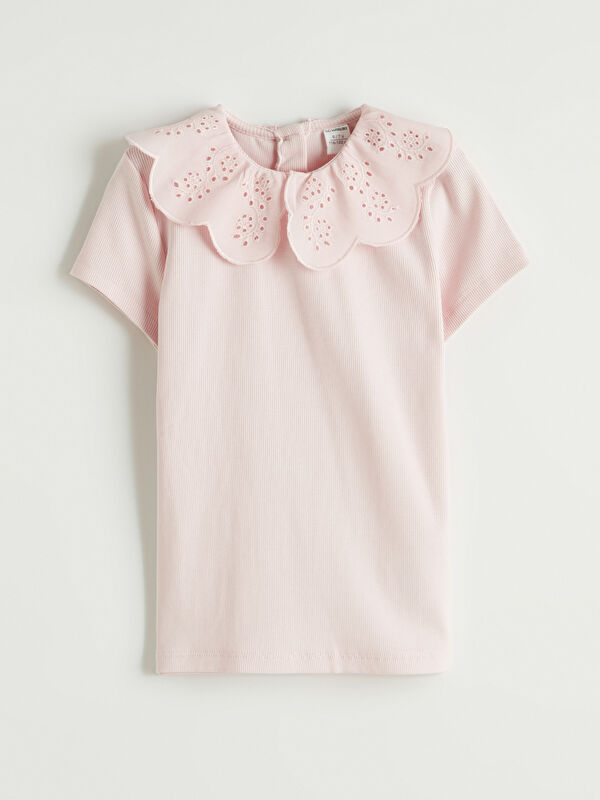 LCW Kids Embroidered Ribbed Knit Tee for Girls