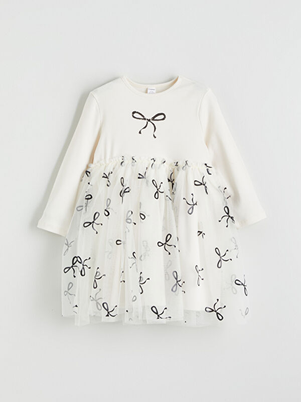 LCW Kids Bow Printed Girls' Tutu Dress
