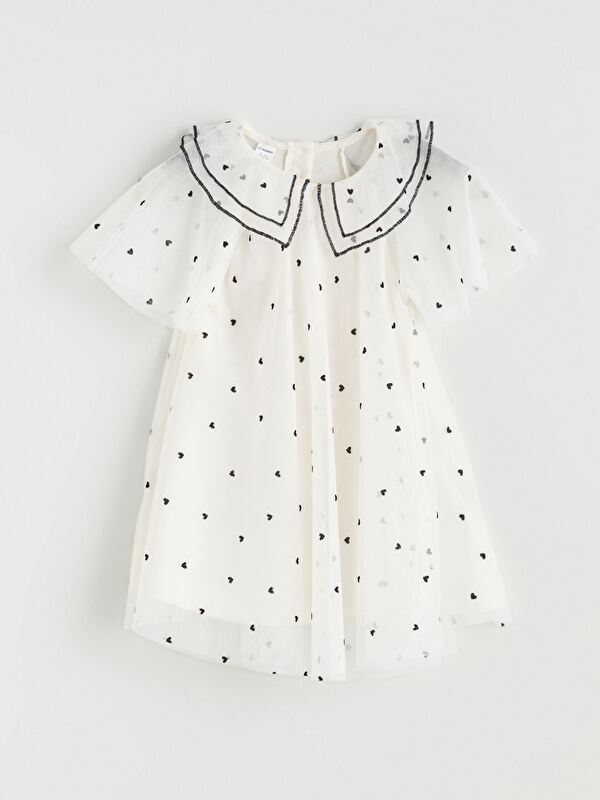 LCW Kids Peter Pan Collar Tulle Girls Dress