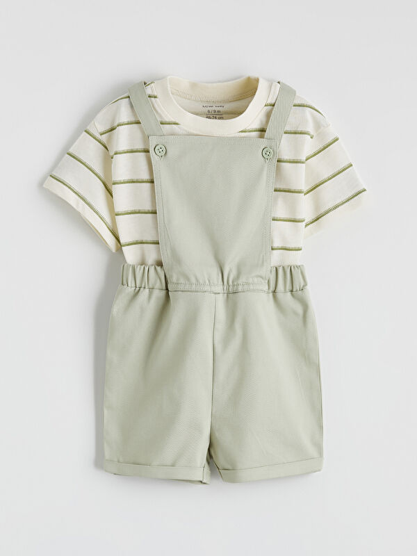 LCW baby Striped Baby Boys' Dungaree Set
