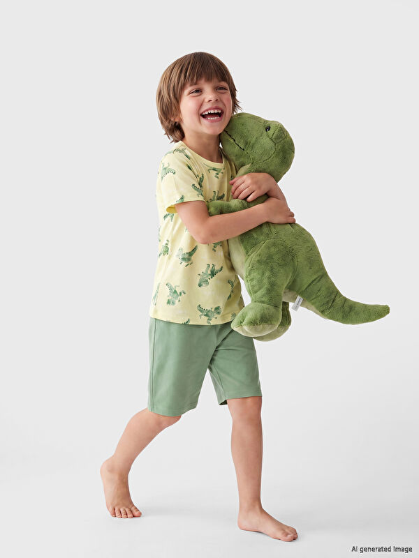 LCW Kids Baskılı Erkek Çocuk Şortlu Pijama Takımı