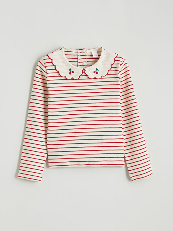 LCW Kids Peter Pan Collar Long Sleeve Girls' T-Shirt