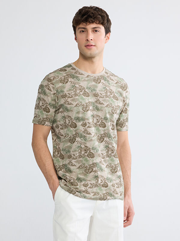 LCWAIKIKI Classic Crew Neck Patterned Jersey Men's T-Shirt