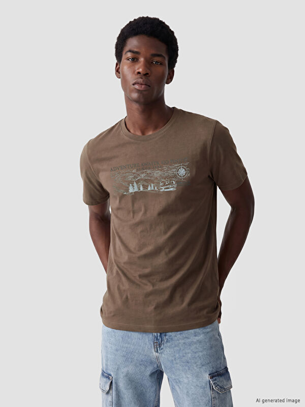 LCWAIKIKI Classic Standard Fit Rundhalsausschnitt Bedrucktes Herren T-Shirt