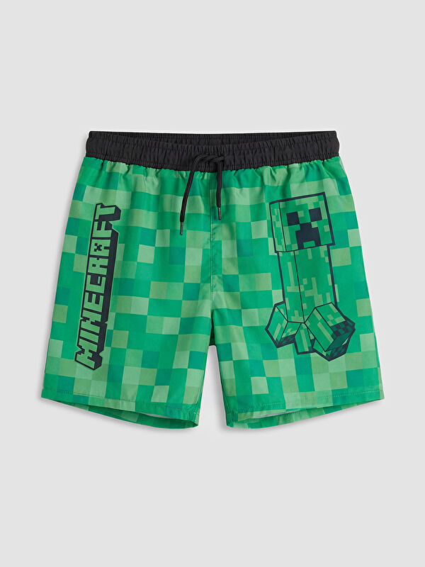 LCW Kids Minecraft Baskılı Erkek Çocuk Deniz Şortu