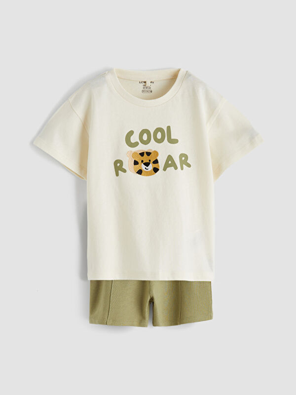 LCW baby سێتی پجامەی چاپکراوی قۆڵ كورت بۆ منداڵانی کوڕ