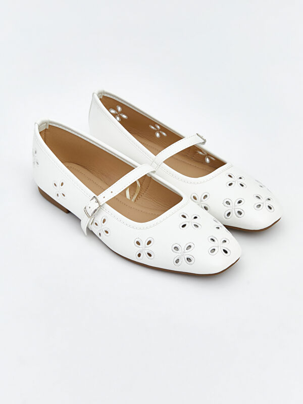 LCW STEPS Women's Leather-Look Ballet Flats