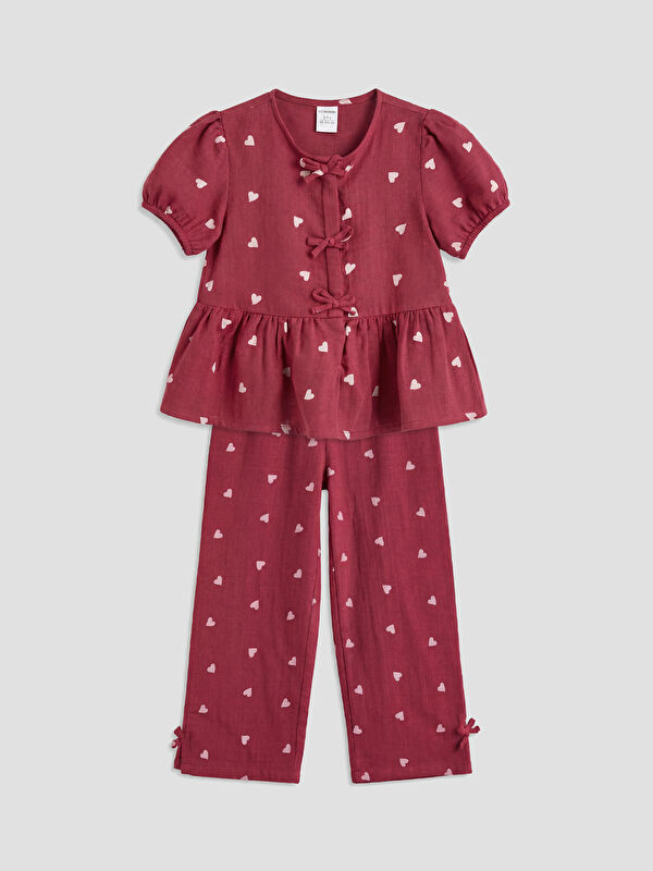 LCW Kids Heart Pattern Girls' Blouse and Trousers