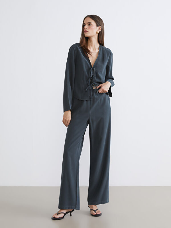 LCW Vision Pantalon à Jambe Large pour Femme avec Taille Élastiquée