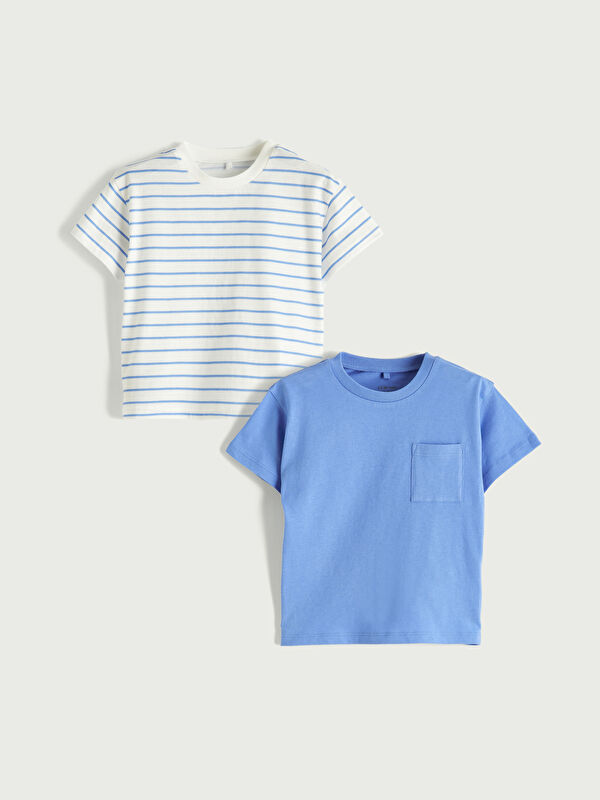 LCW baby Crew Neck Striped Baby Boys' T-Shirt 2 Pack