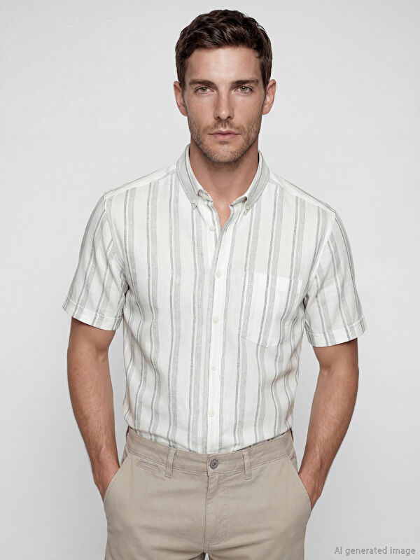 LCWAIKIKI Classic Regular Fit Armürlü Erkek Gömlek