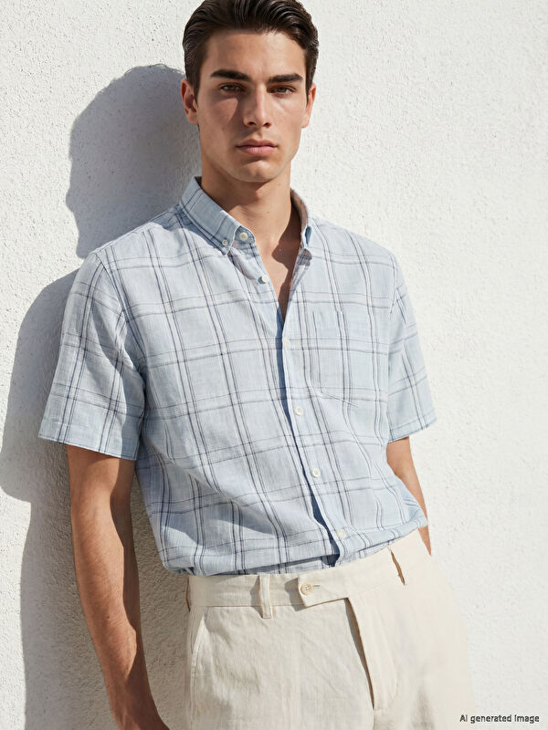 LCWAIKIKI Classic Regular Fit Ekose Poplin Erkek Gömlek